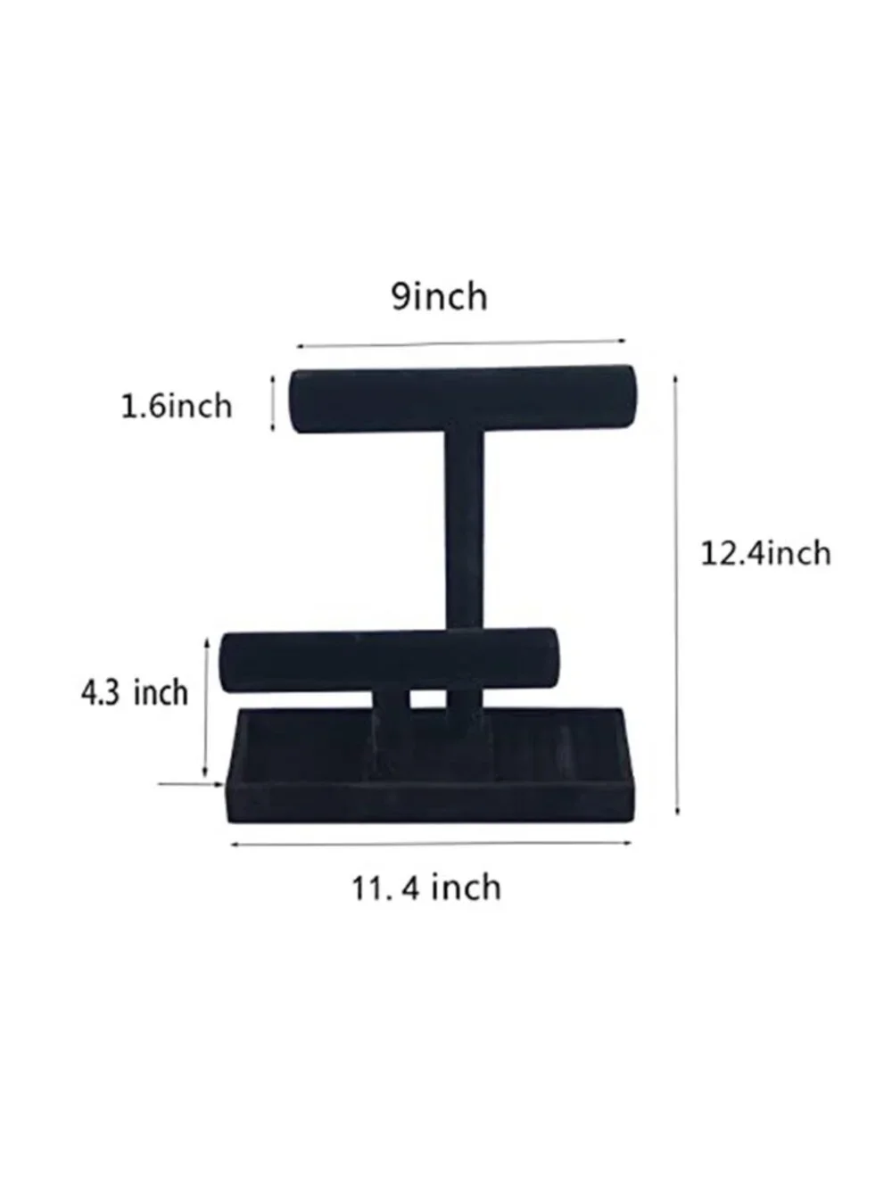 2Tier Jewelry Holder,Necklace Bracelet Organizer Stand (Black) with earring Tray
